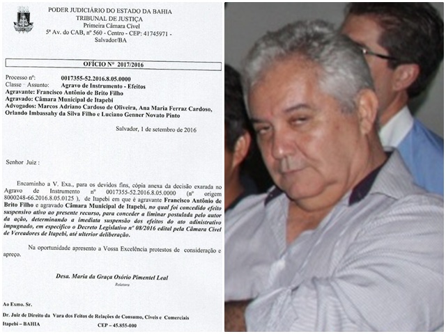 Justiça concede liminar a favor do prefeito cassado de Itapebi 5